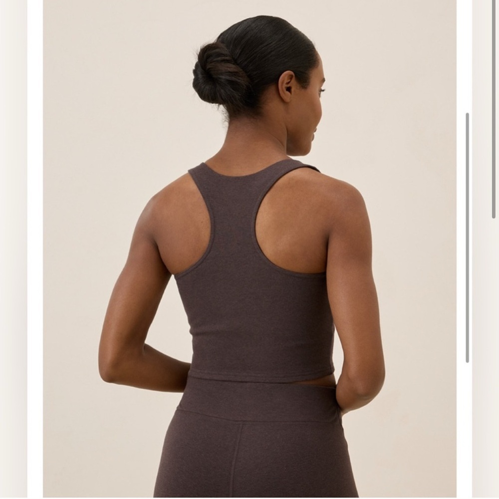 LAST ONE! NWT Pact Sz L Marbled Floral Rosebud Organic Cotton Racerback Crop Top - Picture 7 of 8